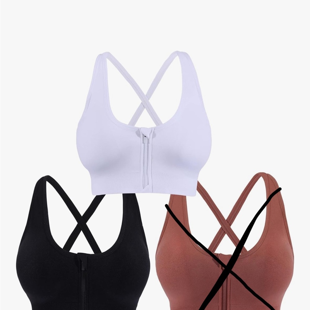 White Women's Zip-Front Sports Bra